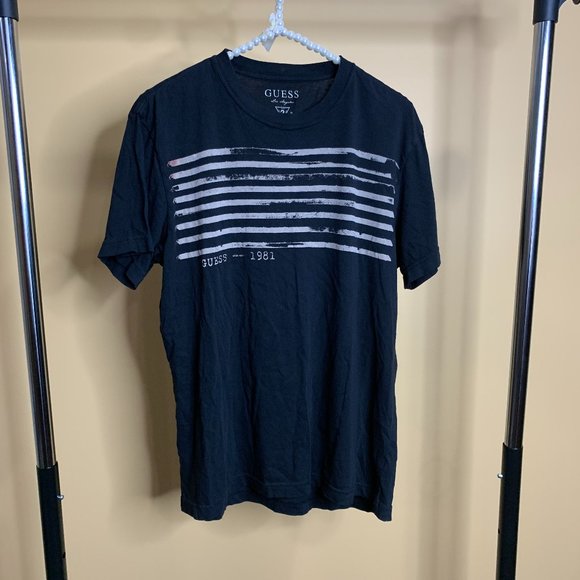 Men's Guess Black Printed Graphic Tee Medium